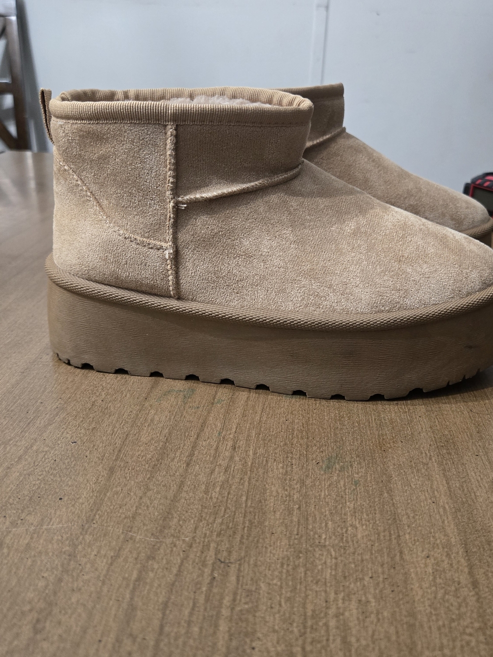 Women's Suede Platform Ankle Booties in Tan